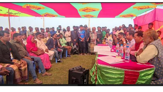 শান্তিগঞ্জে ফসল রক্ষা বাঁধ নির্মাণে গণশুনানি সম্পন্ন