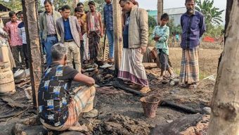 তাহিরপুরে বসতঘরে আগুনে দশ লাখ টাকার ক্ষতি, পরিদর্শনে ইউএনও