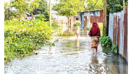 শান্তিগঞ্জে কমতে শুরু করেছে বন্যার পানি, বাড়ছে দুর্ভোগ