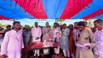 শাল্লায় পূজা মণ্ডপ পরিদর্শনে ব্যারিষ্টার মাহাদীন চৌধুরী